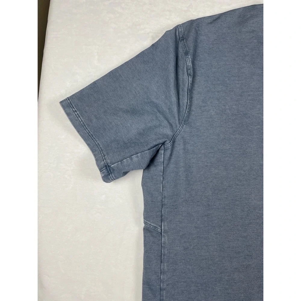 Lululemon Men Blue Short Sleeve T-Shirt Crew Neck Stonewash Denim Loose Fit L/XL